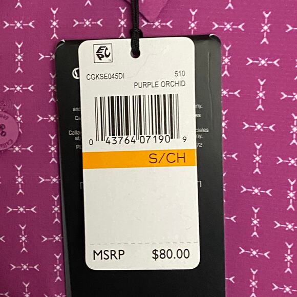 Callaway Men's Small Swing Tech Polo Shirt Sleeve UPF 50 Purple Orchid NEW - Picture 16 of 16